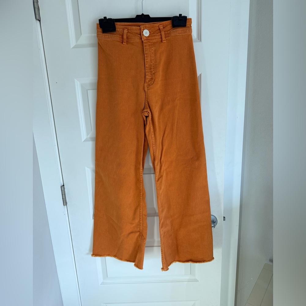 Zara marine high waist wide leg jeans in burnt orange size 4